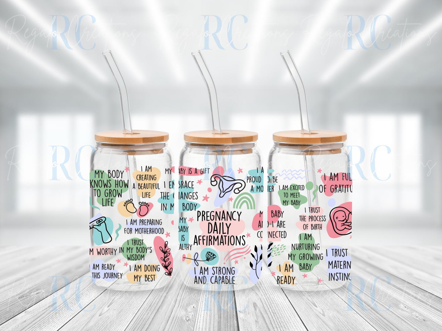 Pregnancy Daily Affirmations (UV DTF 16oz Wrap)