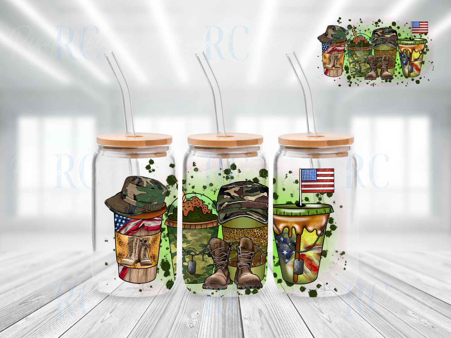 Military Coffee Cups (UV DTF 16oz Wrap)