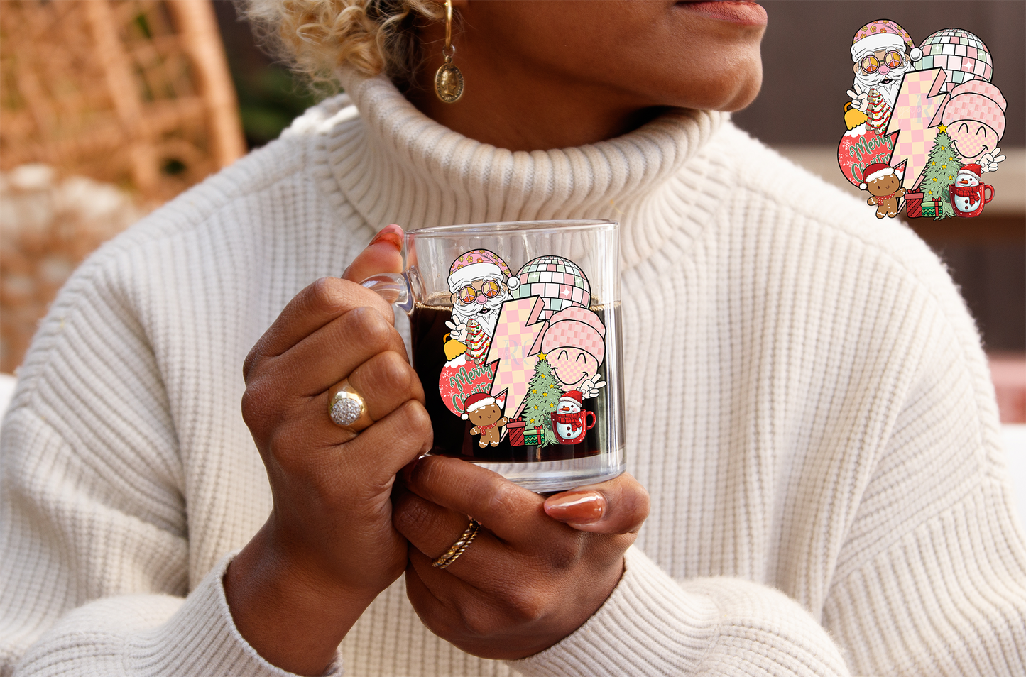 Retro X-mas Lightning bolt (UV DTF Decal)