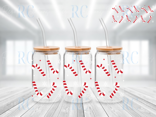 Candy Canes 16oz Glass Can