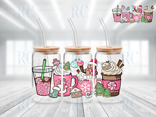 Pink Gingerbread Coffee Cups (UV DTF 16oz Wrap)