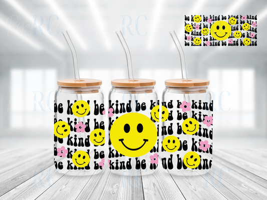 Be Kind Smiley Face (UV DTF 16oz Wrap)