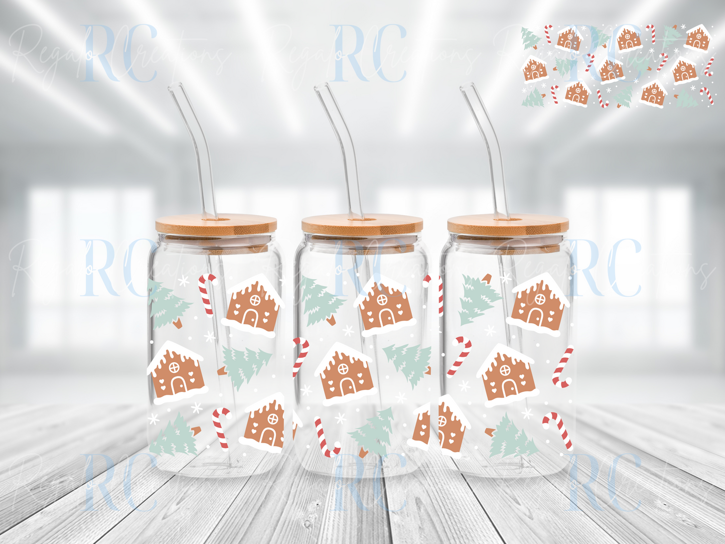 Gingerbread Houses (UV DTF 16oz Wrap)