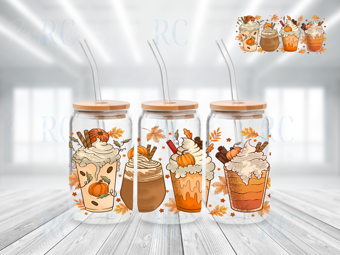 Pumpkin Spice Coffee Cups (UV DTF 16oz Wrap)