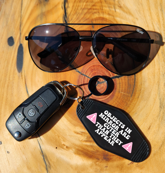 Objects in mirror are cuter than they appear  (UV DTF Keychain Decal)