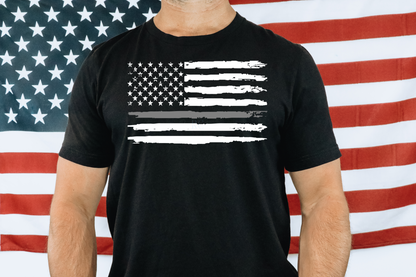 Thin Silver Line Flag Shirt (Adult)