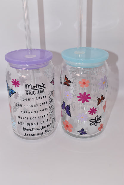 Moms Shit List Glassware