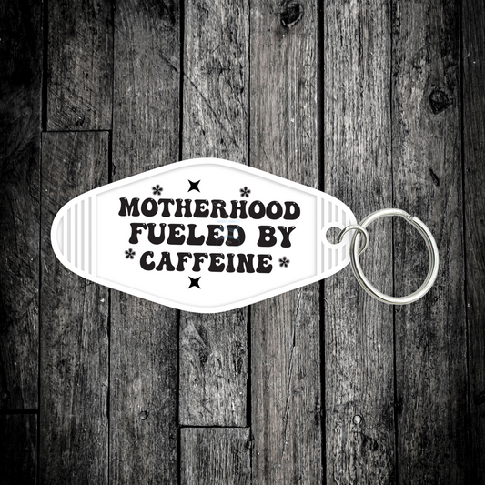 Motherhood Fueled by Caffeine (UV DTF Keychain Decal)