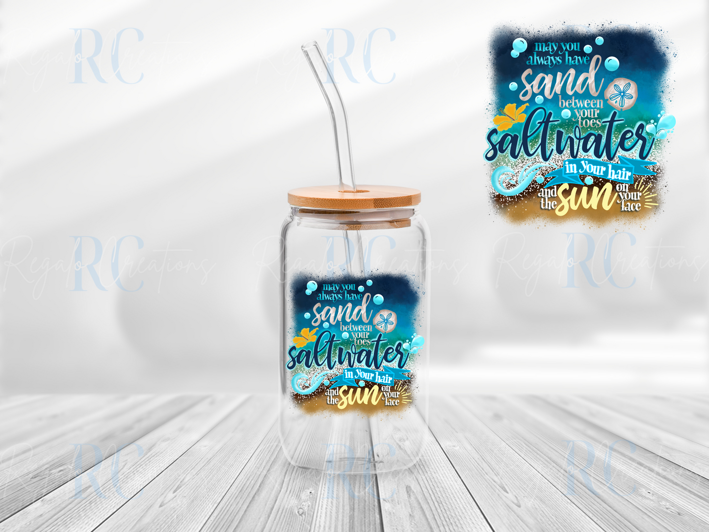 Sand, Saltwater, Sun (UV DTF Decal)