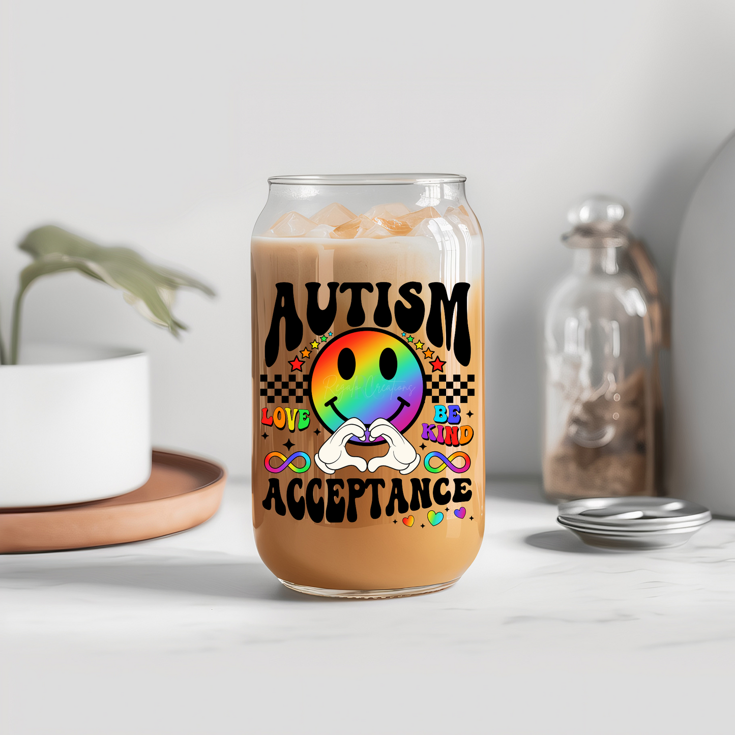 Autism Acceptance 16oz Glass Can