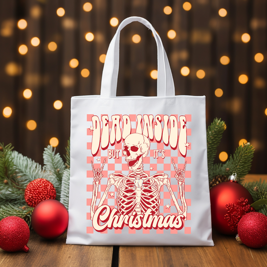 Dead inside but it's Christmas-pink checkers (DTF)